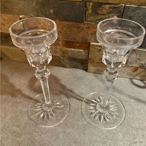 Vtg Rogaska Richmond Candlestick Holders LOT OF 2 Clear Crystal 6" Tall